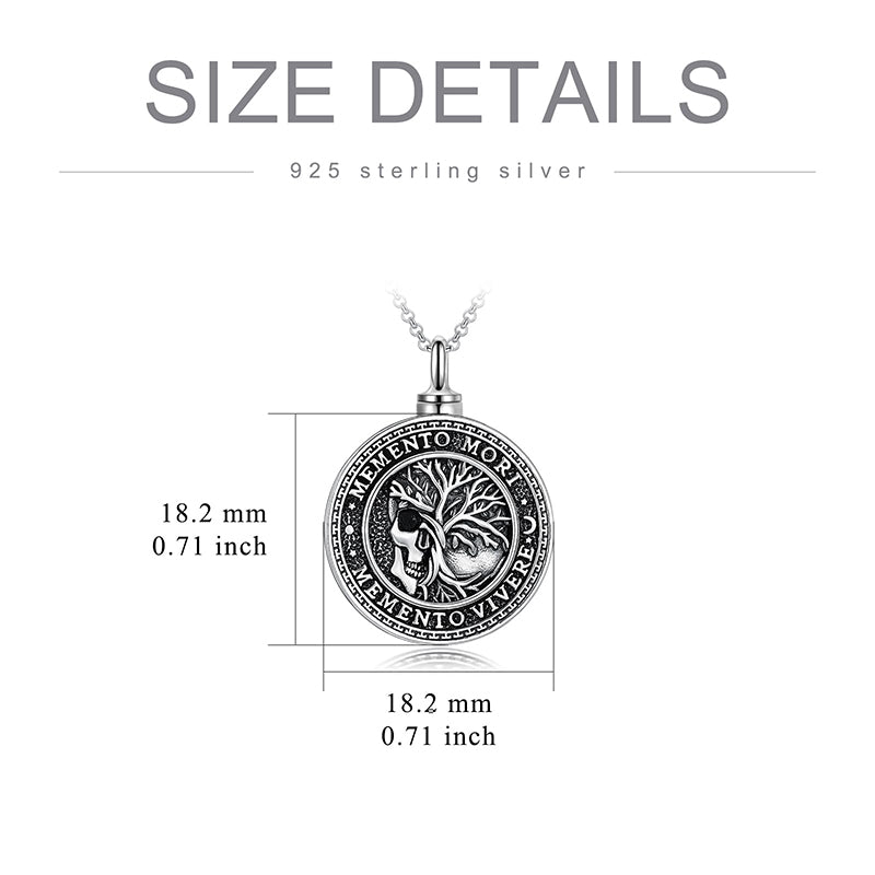 Sterling Silver Memento Mori& Gothic Skull Urn Necklace For Ashes