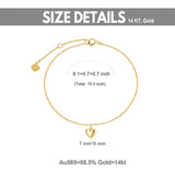 14k Gold Puff Heart Single Layer Anklet