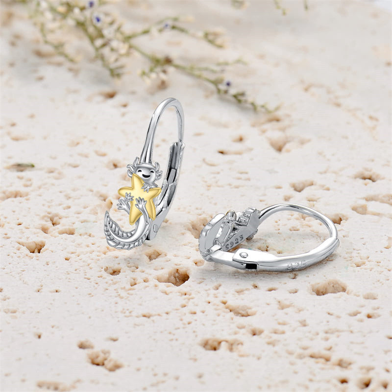 Sterling Silver Axolotl Leverback Earrings