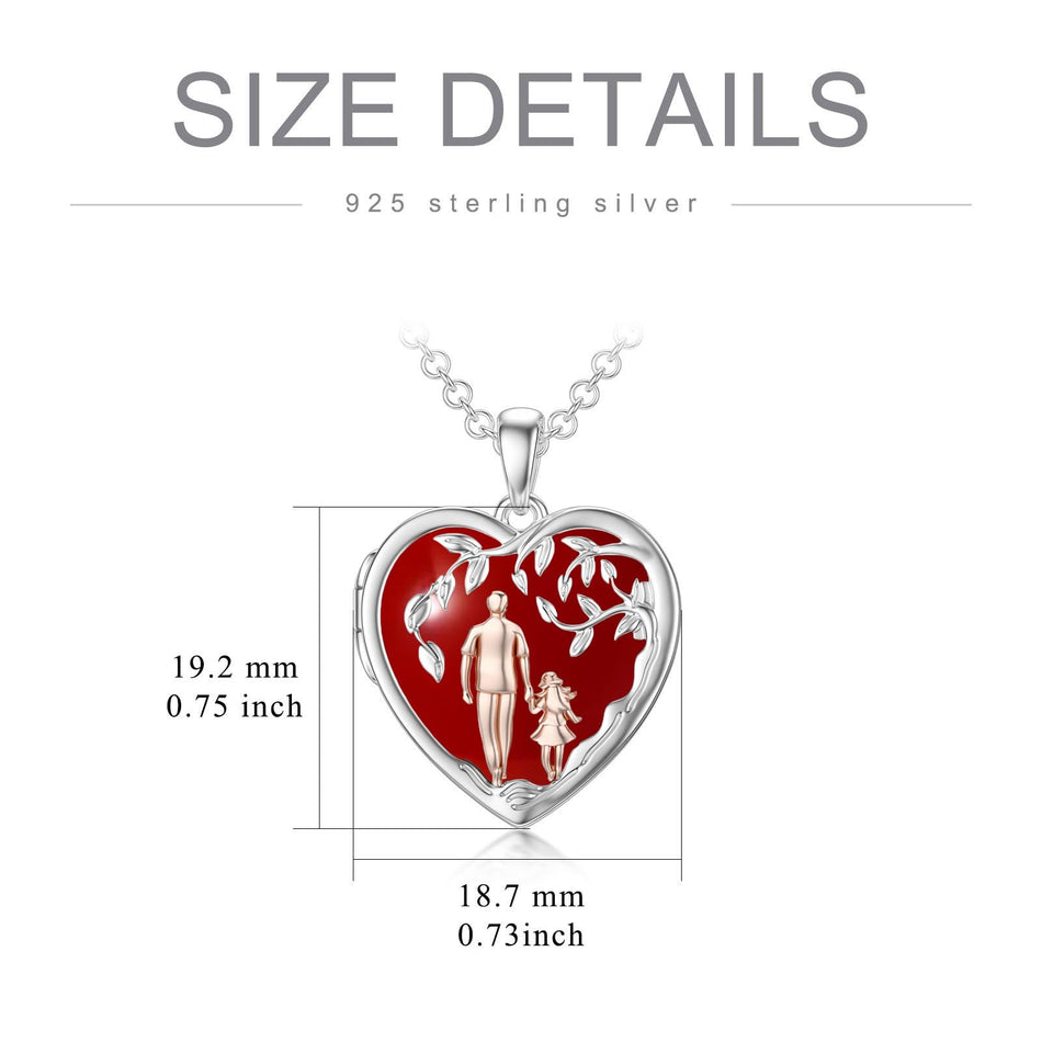 Sterling Silver Personalized Photo Blue Opal Luminous Stone Pink Opal Father Daughter Pendant Necklace