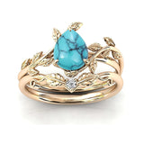 Sterling Silver 10K 14K 18K Gold 1ct Pear Shaped Gemstone Gemstone Engagement Ring Wedding Ring Sets