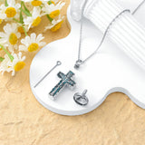 Sterling Silver 3D Bar Turquoise Tree of Life Urn Necklace for Ashes