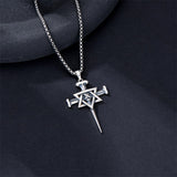 Sterling Silver Nial Cross David Pendant Necklace