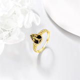 14k Real Gold  Tree of Life Onyx Ring Yellow Gold Gifts for Women