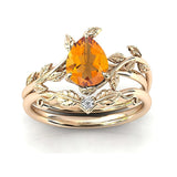 Sterling Silver 10K 14K 18K Gold 1ct Pear Shaped Gemstone Gemstone Engagement Ring Wedding Ring Sets