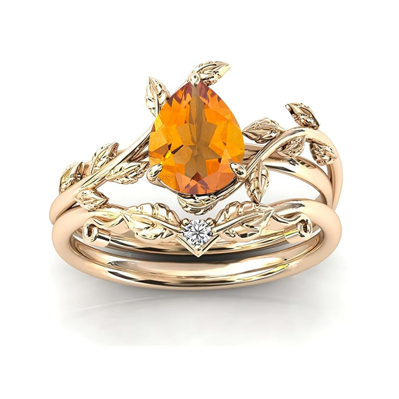 Sterling Silver 10K 14K 18K Gold 1ct Pear Shaped Gemstone Gemstone Engagement Ring Wedding Ring Sets