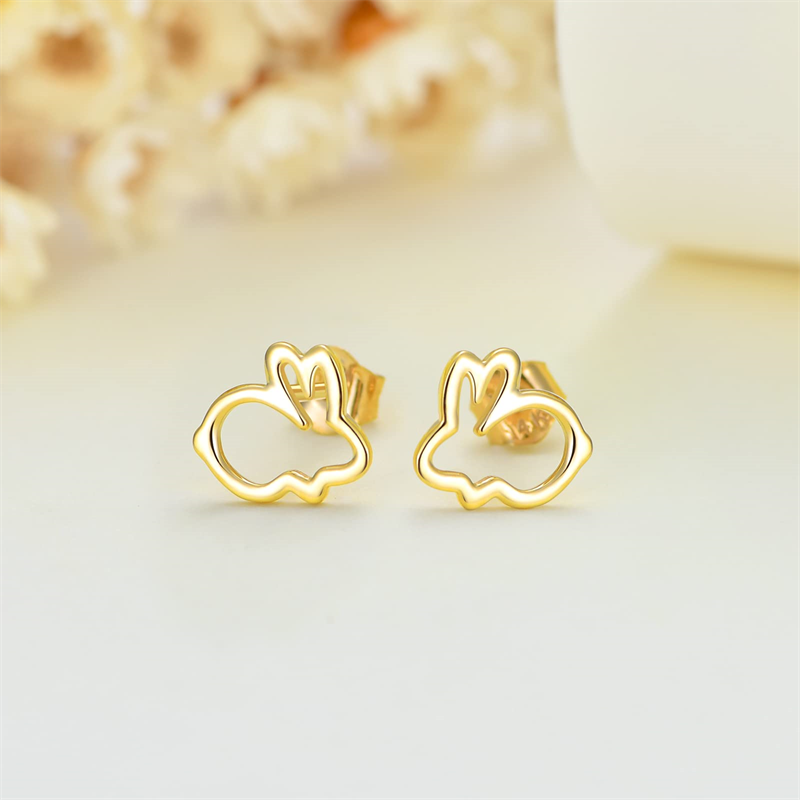 14K Gold Rabbit Stud Earrings
