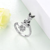 Sterling Silver Black Pug Doberman Boston Terrier Beagle Adjustable Ring