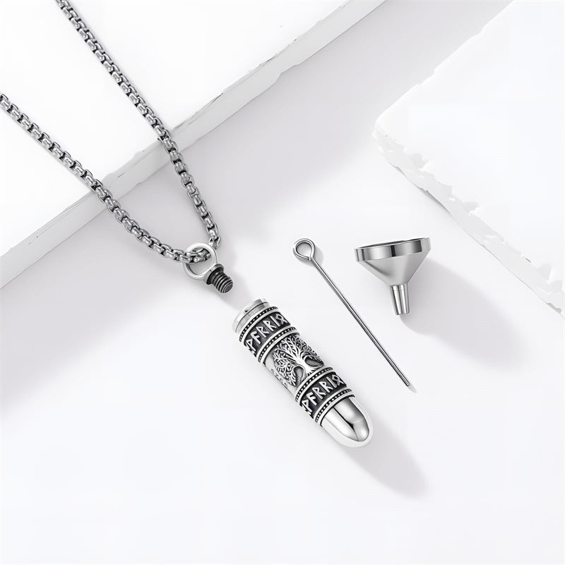 Sterling Silver Bear Lion Eagle Compass Tree of Life Bullet Urn Necklaces for Ashes