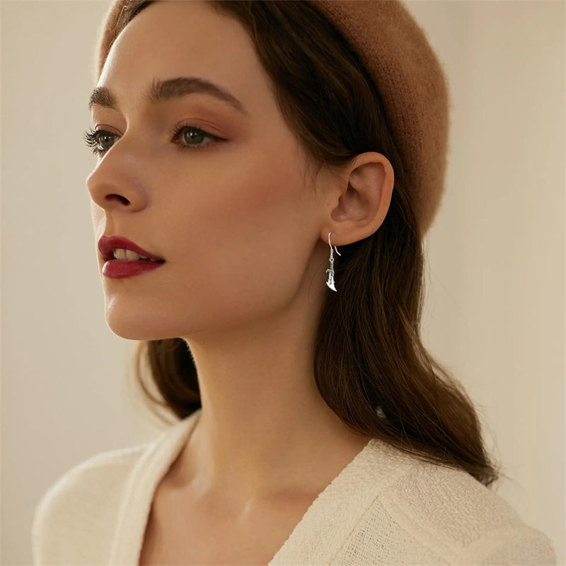 Sterling Silver Medieval Sword Dangle Cross Knives  Ankh Drop Earrings