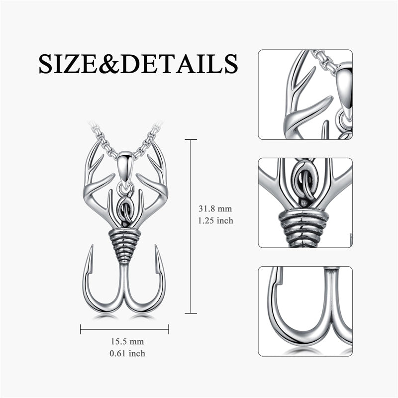 Sterling Silver Antler Pendant Necklace for Men