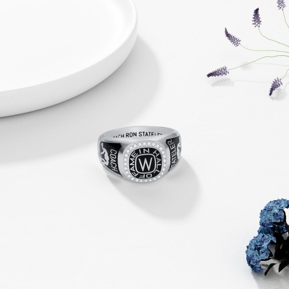 Sterling Silver 2025 Personalized Pattern Birthstone Engraved High School College Class Ring Gift for Men