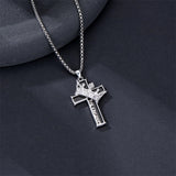 Sterling Silver Cross Christian Pendant Necklace for Men