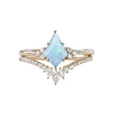 Sterling Silver 10K 14K 18K Gold Kite Cut Gemstone Wedding Ring Set