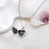 Sterling Silver Personalized Photo Abalone Shell Turquoise Malachite Father Daughter Pendant Necklace