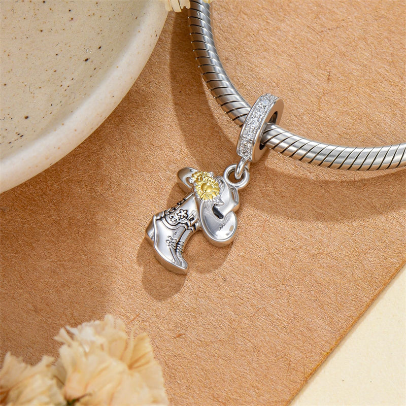 Sterling Silver Cow Boot Charm Beads
