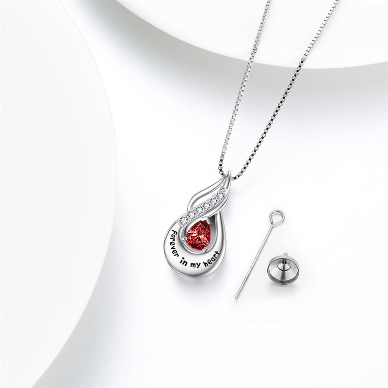 Sterling Silver Personalized Engraved Birthstone Urn Necklace for Ashes