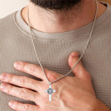 Sterling Silver 12 Constellation Cross Pendant Necklace