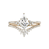 Sterling Silver 10K 14K 18K Gold Kite Cut Gemstone Wedding Ring Set