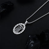 Sterling Silver Aztec Lion Cross Pendant Necklace