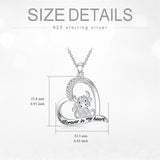 Sterling Silver Heart Highland Cow Pendant Necklace
