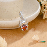 Sterling Silver  Cubic Zirconia Cat Charm Beads