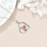 Sterling Silver Heart Highland Cow Pendant Necklace