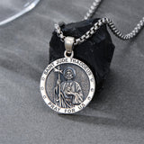 Sterling Silver Saint  Michael Christopher Sebastian Jude Gabriel Anthony Religious Pendant Necklace