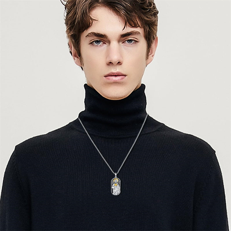 Sterling Silver  Virgin Mary Saint Florian Saint Jude Saint Michael Saint Benedict Amulet Protection Pendant Necklace