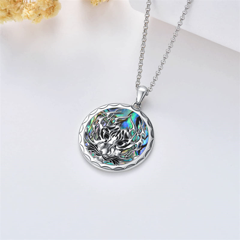 Sterling Silver Aztec Lion Cross Pendant Necklace