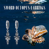 Sterling Silver Medieval Sword Dangle Cross Knives  Ankh Drop Earrings