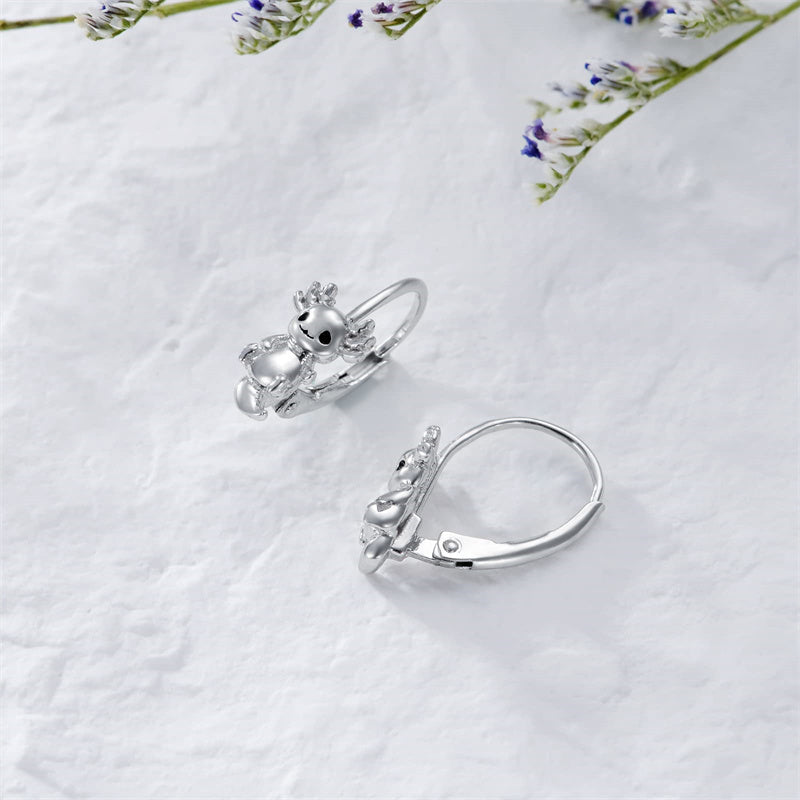 Sterling Silver Axolotl Leverback Earrings