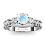 Sterling Silver 10K 14K 18K Personalized Engraved 1 Carat  Round Birthstone Engagement Ring