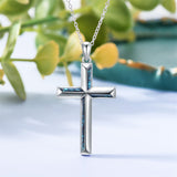 Sterling Silver Turquoise Abalone Shell Oxidation Cross Pendant Necklace