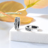 Sterling Silver Cross Sun Viking Wave Hoop Earrings for Men