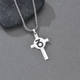 Sterling Silver 12 Constellation Cross Pendant Necklace