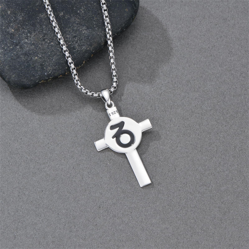 Sterling Silver 12 Constellation Cross Pendant Necklace