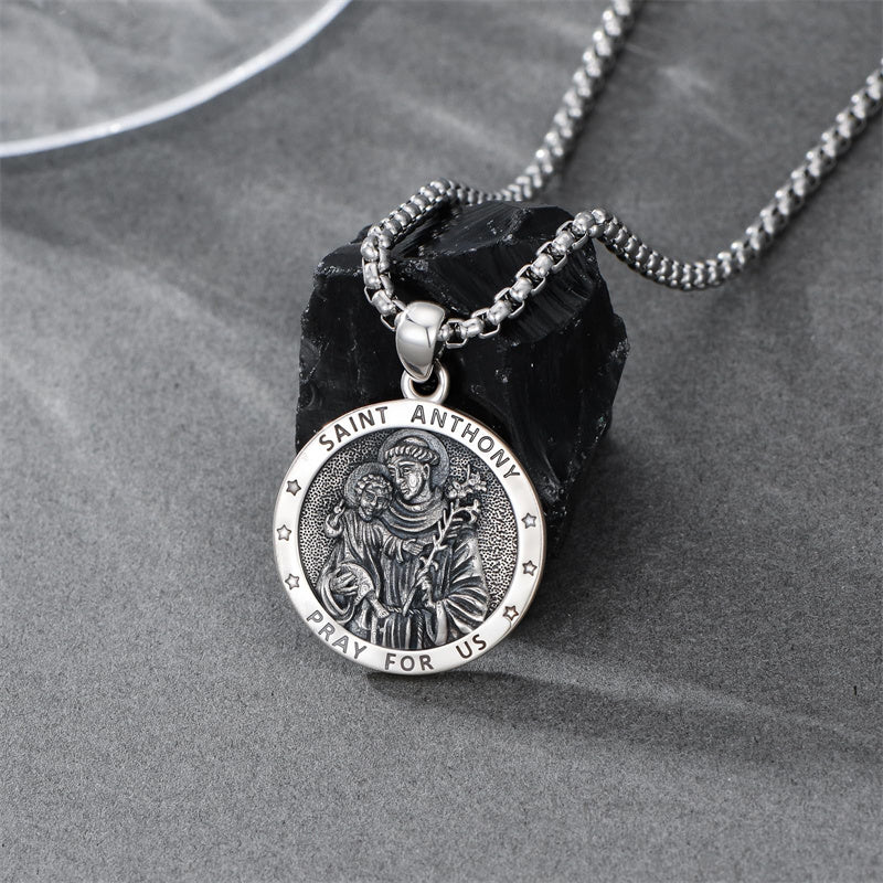 Sterling Silver Saint  Michael Christopher Sebastian Jude Gabriel Anthony Religious Pendant Necklace