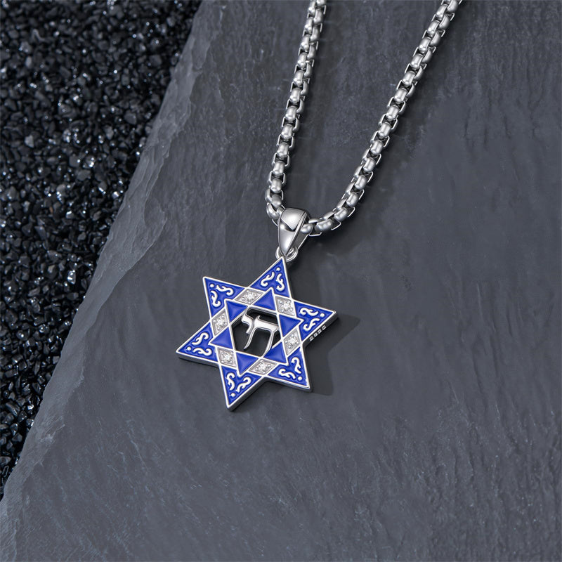 Sterling Silver Star of David, Evil Eye, Tree of Life, Cross Lion, Chai Pendant Necklace