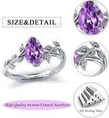 Sterling Silver Pear Birthstone  Leaf Promise Ring for Her