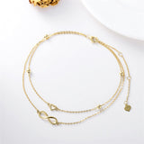 14K Gold Infinity Heart Multi-layered Anklet