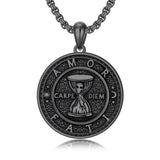 Sterling Silver Memento Mori Gothic Skull Amulet Pendant Necklace for Men