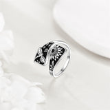 Sterling Silver Sunflower Dragonfly Spoon Ring for Women