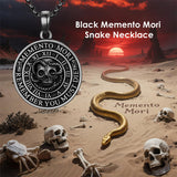 Sterling Silver Memento Mori Gothic Skull Amulet Pendant Necklace for Men