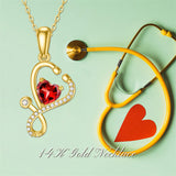 14K Gold Heart-Shaped Stethoscope Pendant Necklace
