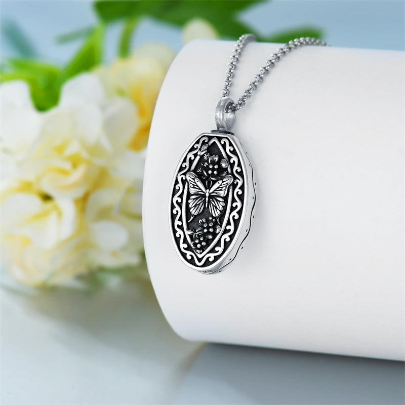 Sterling Silver Personalized Engraved  Butterfly Urn Necklaces for Ashes