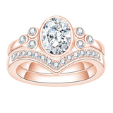 Sterling Silver Oval Cut Moissanite Engagement Wedding Ring