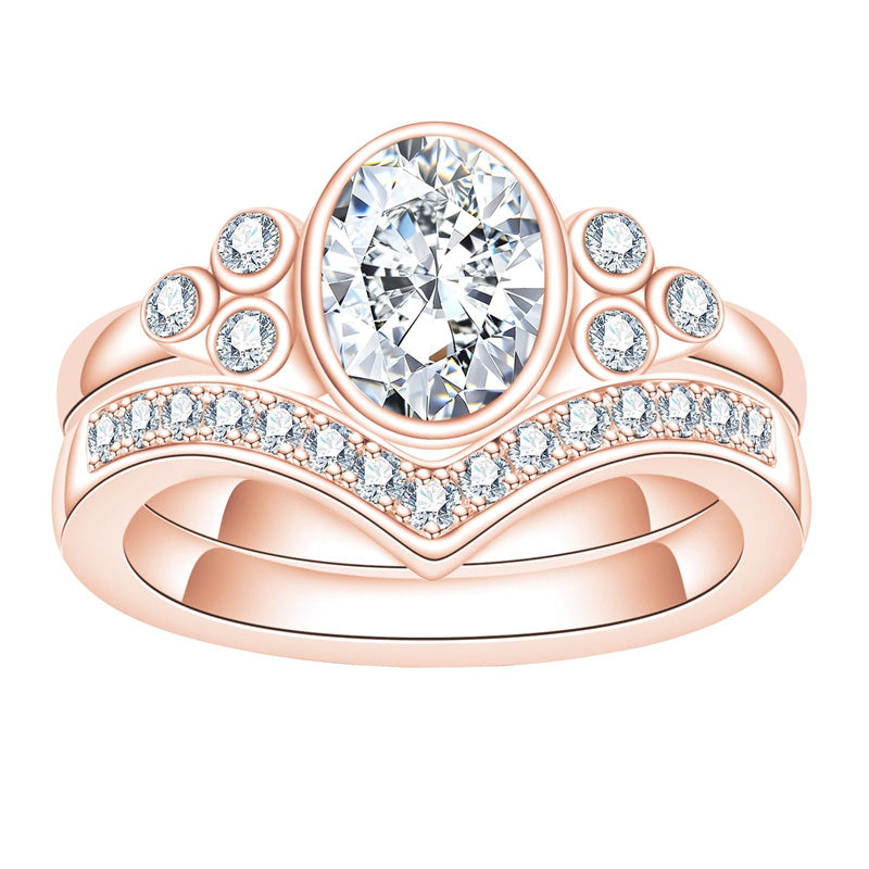 Sterling Silver Oval Cut Moissanite Engagement Wedding Ring