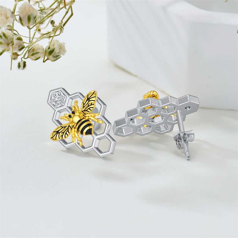 Sterling Silver Bee Stud Earrings