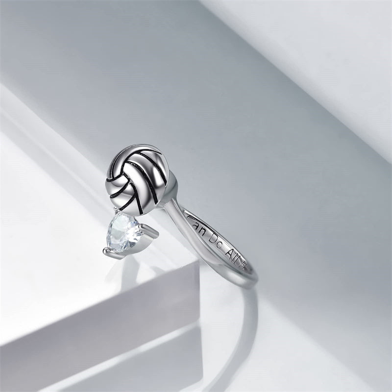 Sterling Silver Baseball Football Volleyball Spinner Ring